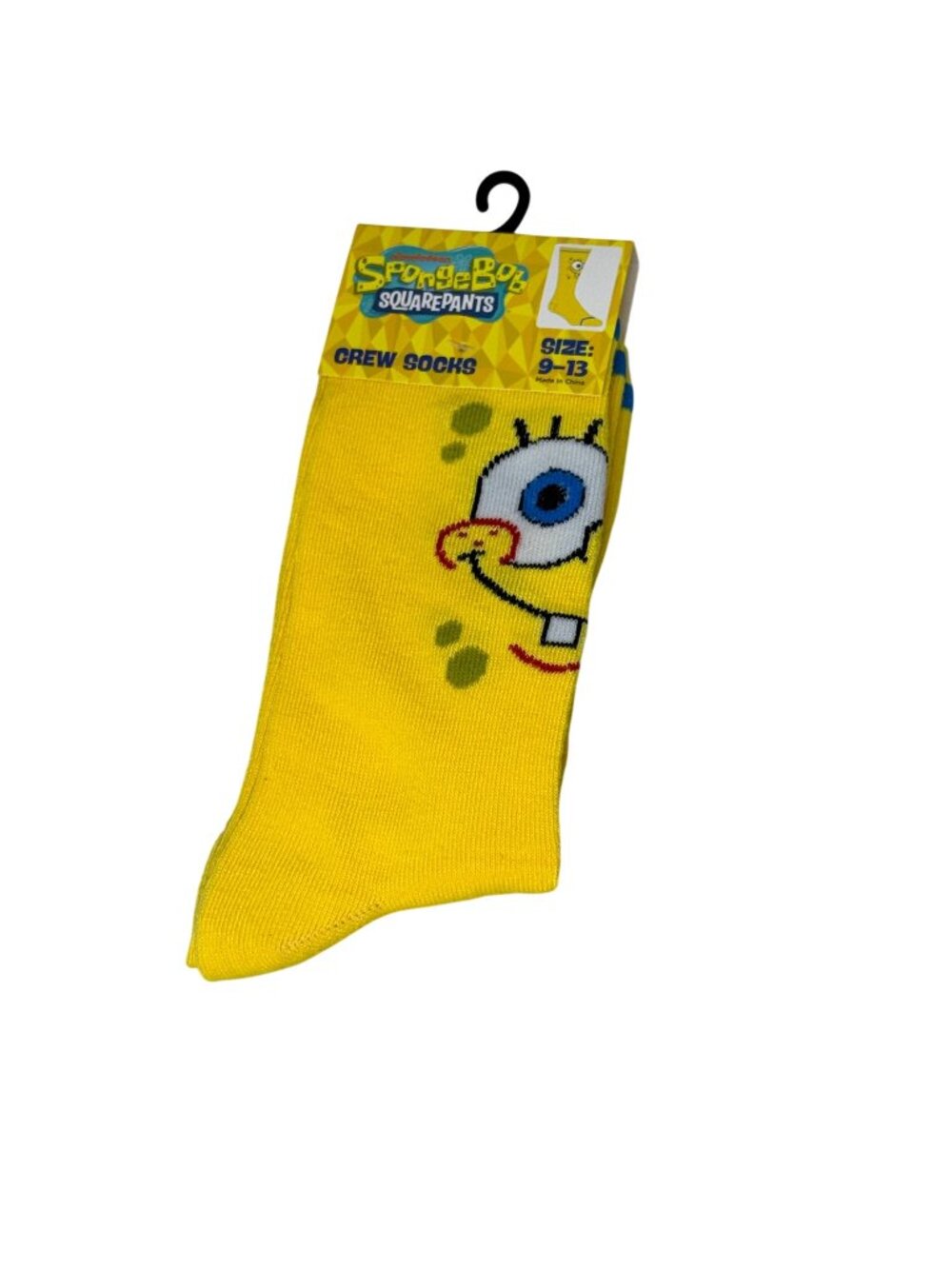 SpongeBob SquarePants Mens Crew Socks Yellow Nickelodeon Size 9-13 NWT